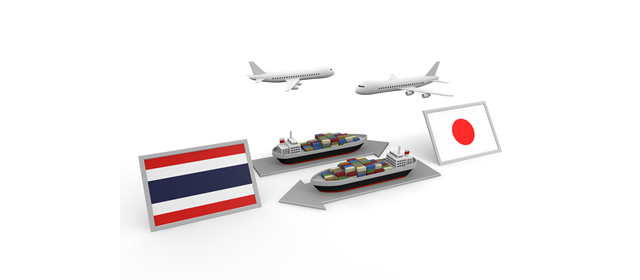 タイ国/貿易/図解/飛行機/船/日本の国旗 - イラスト/写真/フリー素材/クリップアート/フォト/商用使用OK