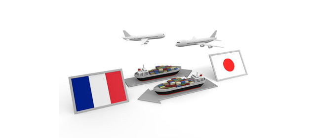 フランス国/貿易/図解/飛行機/船/日本の国旗 - イラスト/写真/フリー素材/クリップアート/フォト/商用使用OK