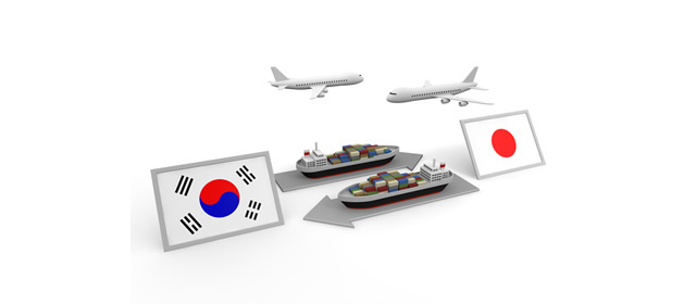 韓国国/貿易/図解/飛行機/船/日本の国旗 - イラスト/写真/フリー素材/クリップアート/フォト/商用使用OK