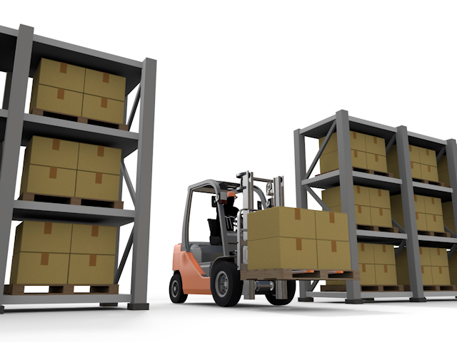 フォークリフトで荷物を運ぶ｜倉庫での作業｜軽作業｜整理整頓 - 生産/イラスト/インダストリー/写真/イメージ/フォト/フリー素材