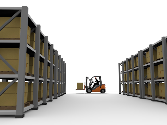 フォークリフトで荷物を運ぶ｜倉庫での作業｜軽作業｜整理整頓 - 生産/イラスト/インダストリー/写真/イメージ/フォト/フリー素材