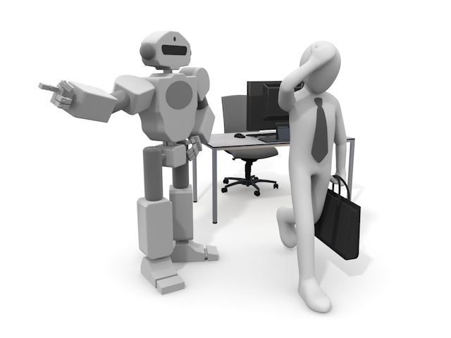 命令するロボット｜指示を受ける人物｜会社 - テクノロジー / 技術開発 / 写真 / 3D / 科学 / イラスト / フォト / 無料 / 機械