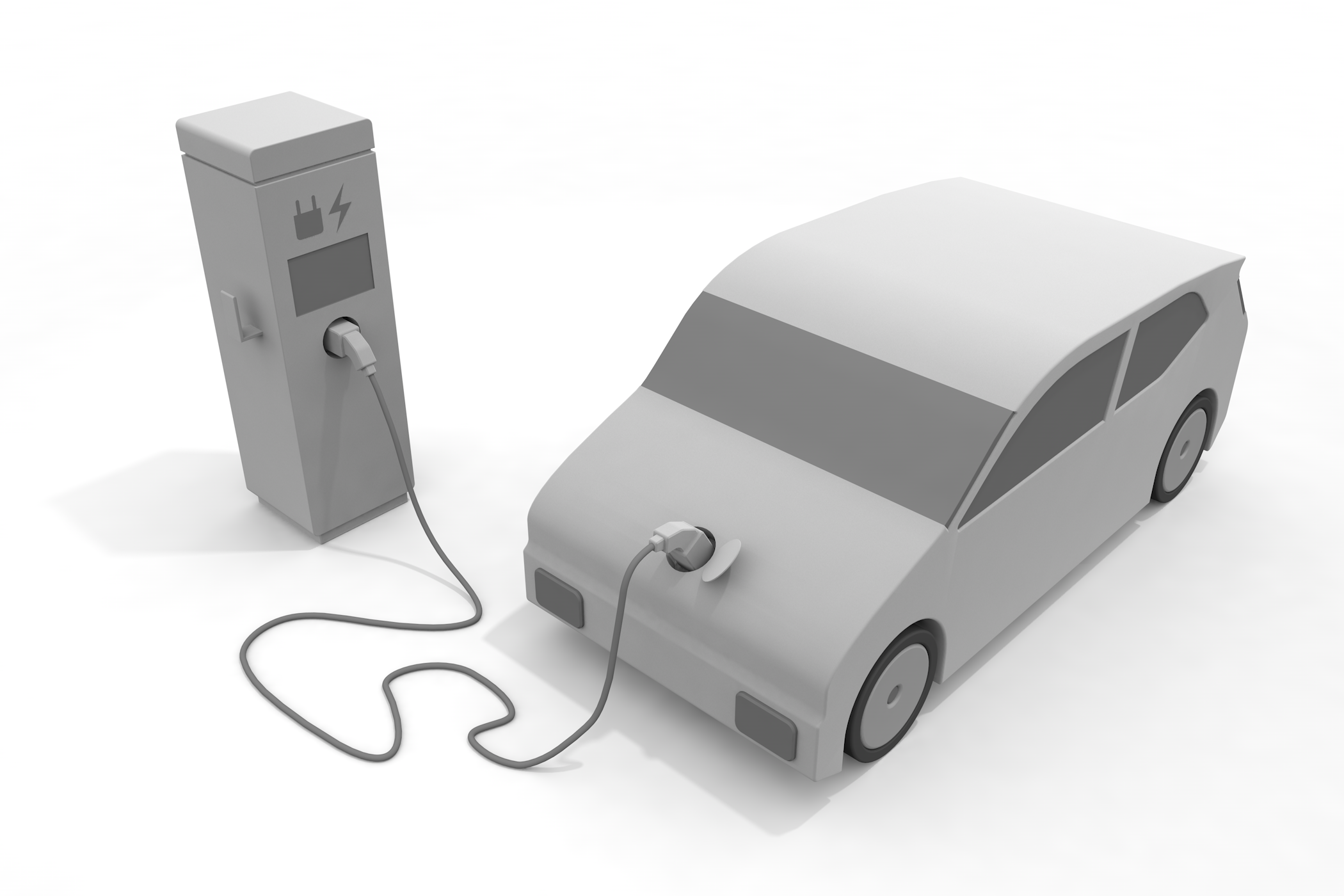 EV / 充電 / 急速充電設備 / EV / QUICK - イラスト/3Dレンダリング/フリー素材/商用使用OK