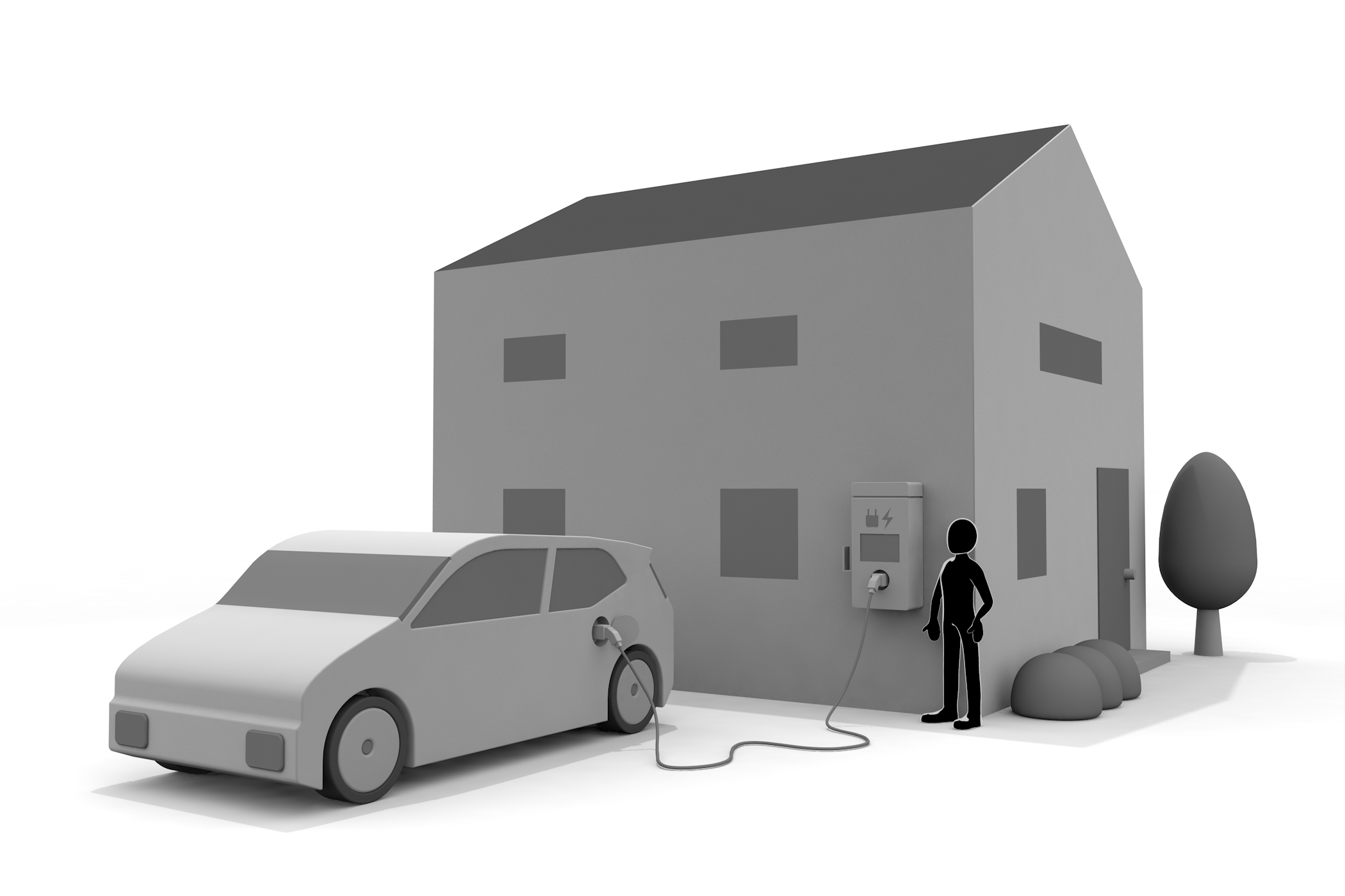 モーターで走行/EV（Electric Vehicle）/経年劣化/日常でEV - イラスト/3Dレンダリング/フリー素材/商用使用OK