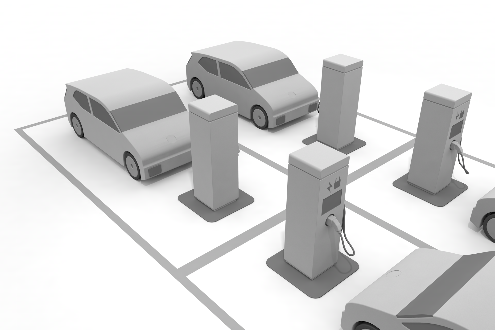 リチウム / 車載 / バッテリー / 充電 / 高速道路 / ハイウエイ - イラスト/3Dレンダリング/フリー素材/商用使用OK