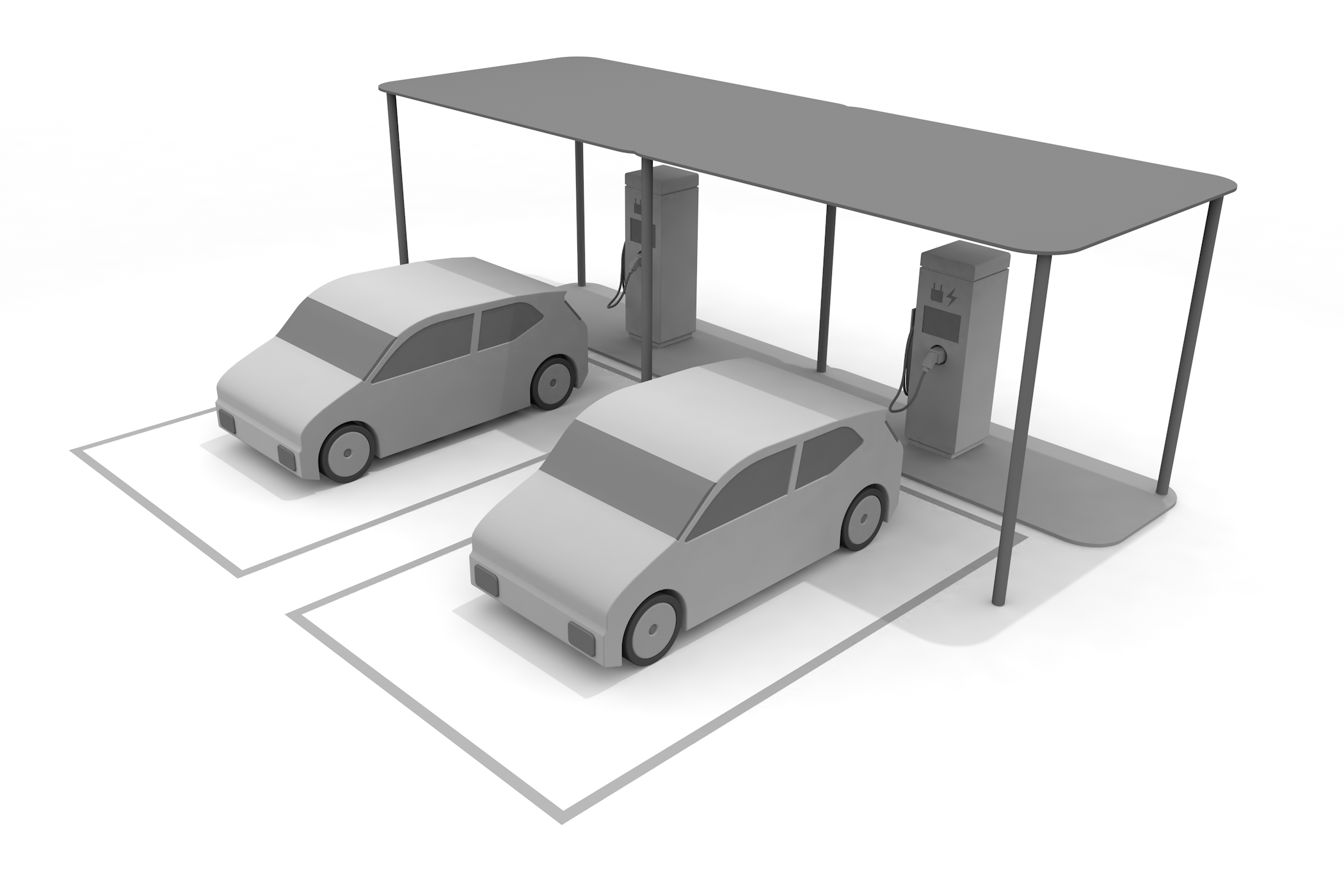 EV車 / プラグインハイブリット / PHV / バッテリー / 温暖化 - イラスト/3Dレンダリング/フリー素材/商用使用OK