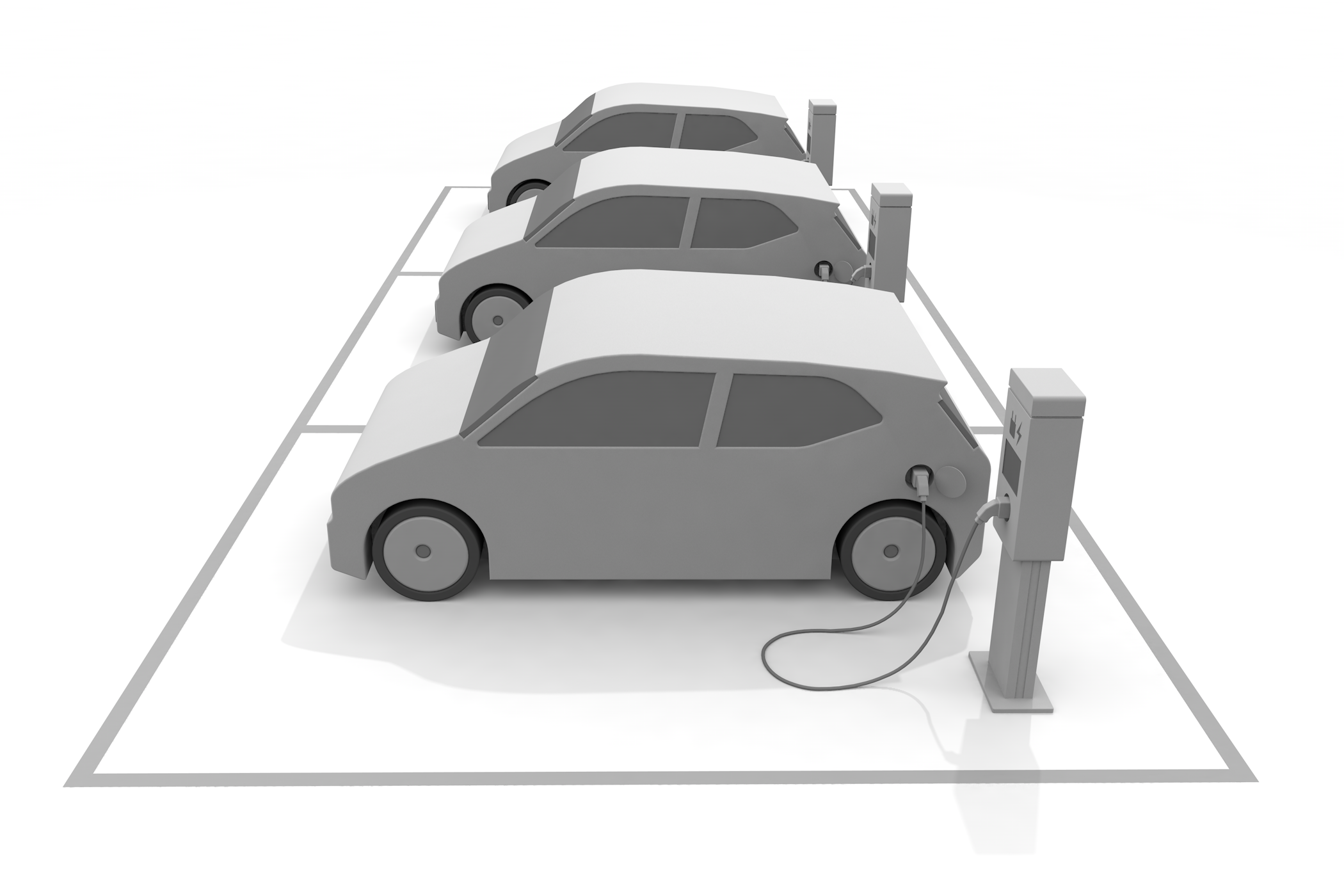 車 / 電気自動車 / 電池 / 脱炭素 / EV / 半導体 - イラスト/3Dレンダリング/フリー素材/商用使用OK