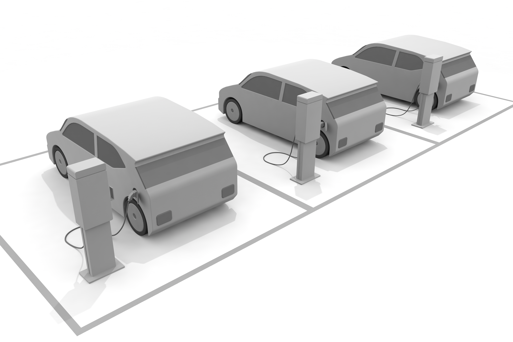 ディーラーで充電/航続距離/エコモードで走行/充電器検索 - イラスト/3Dレンダリング/フリー素材/商用使用OK