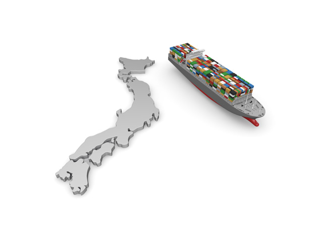 貨物船/日本地図/貿易 - 生産/イラスト/インダストリー/写真/イメージ/フォト/フリー素材